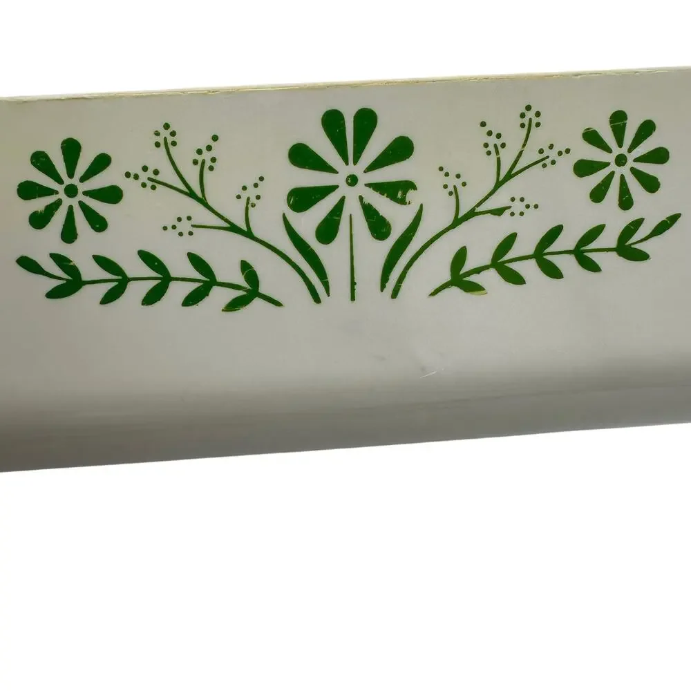 Vintage Oven Loaf Pan Bakeware Melmac Made in USA Green Flowers